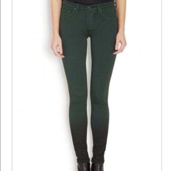 Rag & Bone Coated Denim in Dark Green Skinny size 24 - Picture 2 of 8